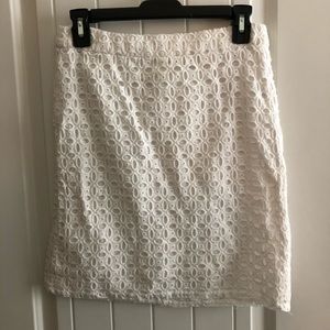 J. Crew White Eyelet Patterned Skirt Size 2